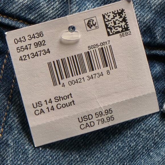 NWT, New American Eagle Women's Barrel Mid Rise Jeans, Size 14 (Short 26) - Picture 3 of 11